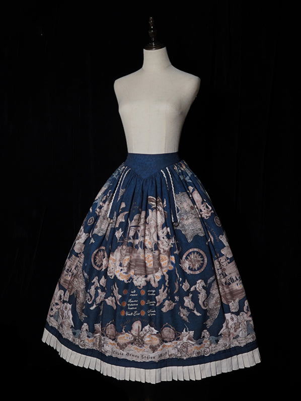 Skirt Corset Print Blue Ship Lolita Belt Pirate Dark Waist