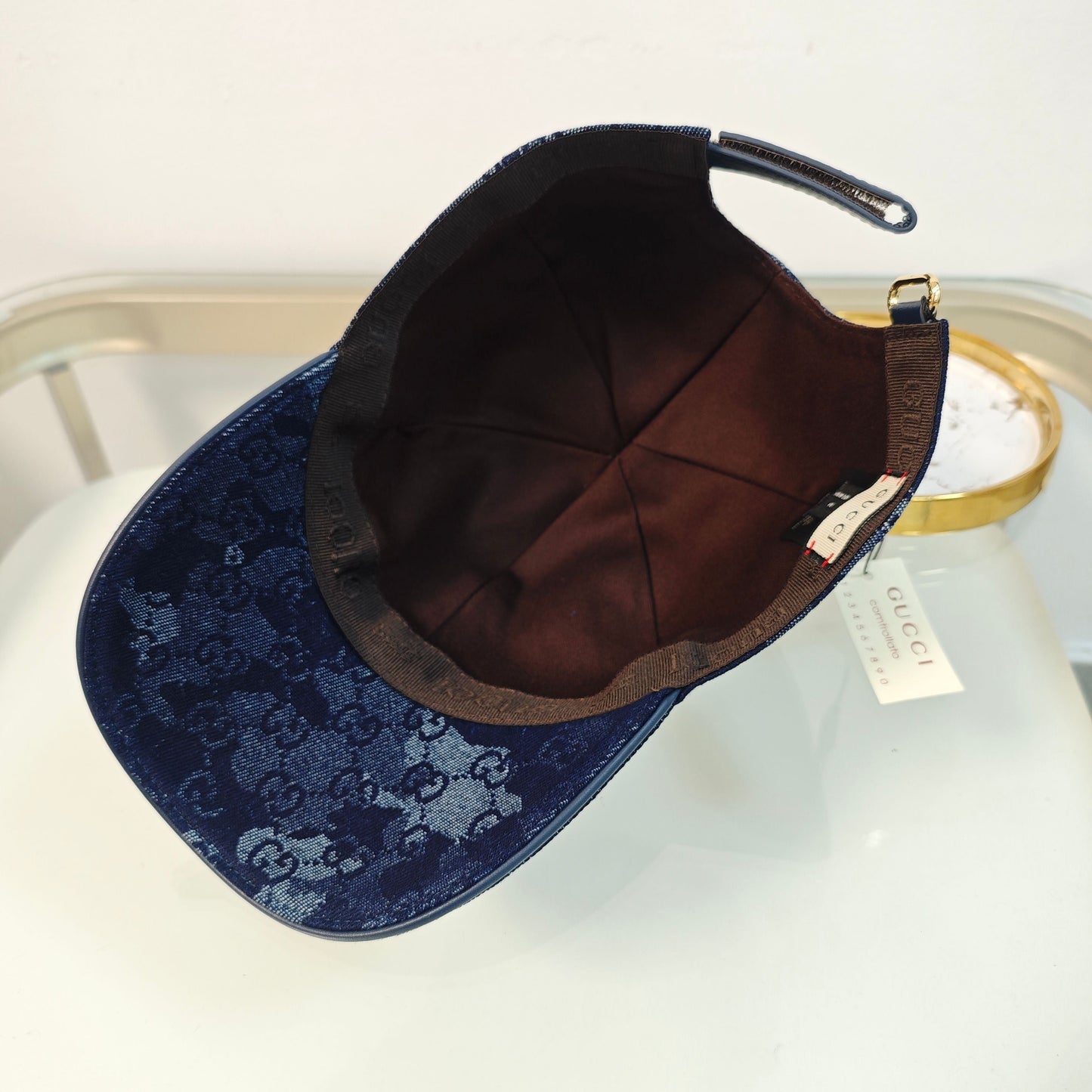 Chic Navy Baseball Cap with Subtle Monogram Detailing