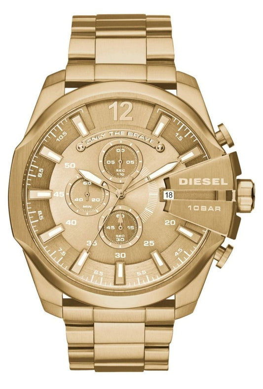 Diesel DZ4360 Mega Chief Chronograph Men's Watch - Gold Dial & Gold Stainless Steel Strap