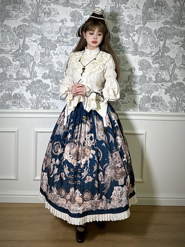 Skirt Corset Print Blue Ship Lolita Belt Pirate Dark Waist