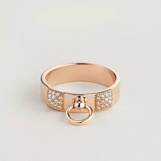 18K Collier De Chien Lock Diamonds Hermes Ring