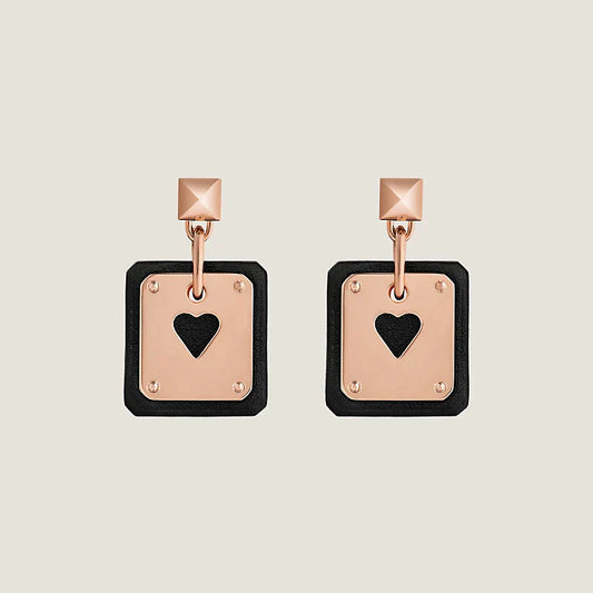 18K As De Celine Black Hermes Earrings