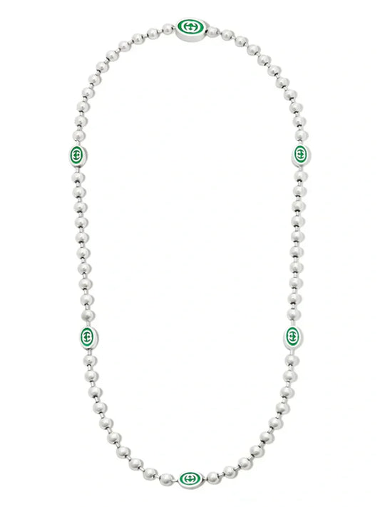 Double Gucci Interlocking Gucci Green Necklace