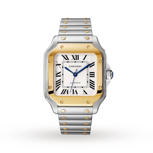Santos de Cartier Watch - 35mm, Two - Tone Steel & 18K Yellow Gold, Silver Dial