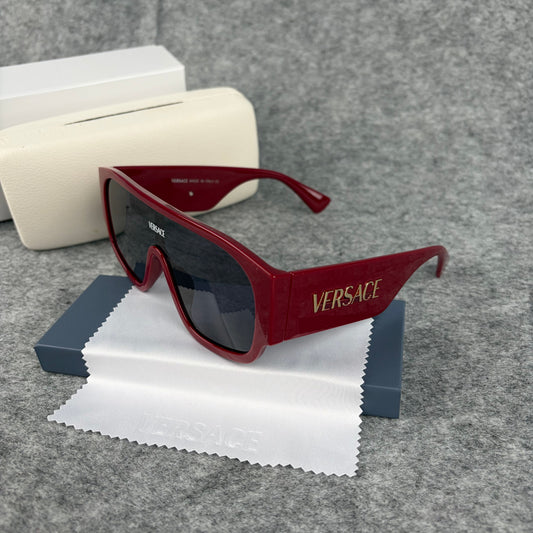 Bold Shield Sunglasses - Oversized Red Frame UV Protection Eyewear