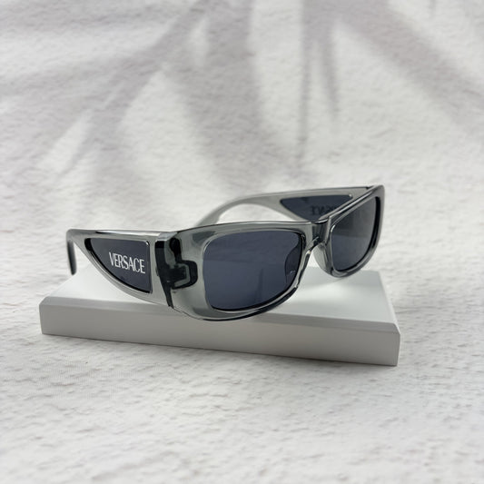 Modern Rectangular Frames | Translucent Gray Sunglasses UV Protection