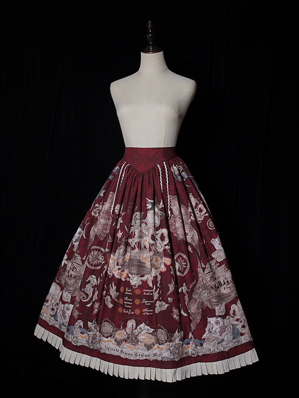 Skirt Pirate Belt Corset Print Lolita Red Waist Ship