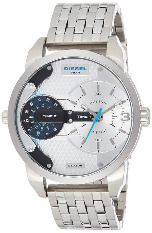 Diesel DZ7305 Mini Daddy Dual Time Men's Watch - Silver Dial & Stainless Steel Strap