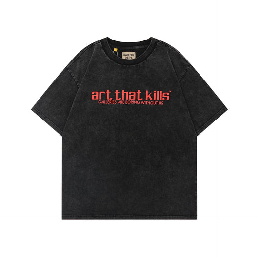 Gallery Dept T-Shirt Washed and old bronzing alphabet print short-sleeved T-shirt
