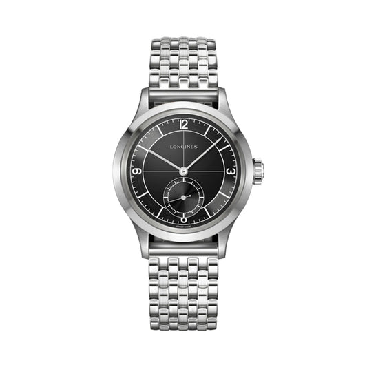 Longines Heritage Classic Sector Dial 38.5mm Watch - Black on Bracelet