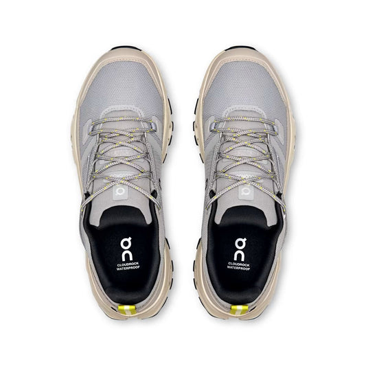 On Cloudrock Low Waterproof Gray Beige Hiking Shoes