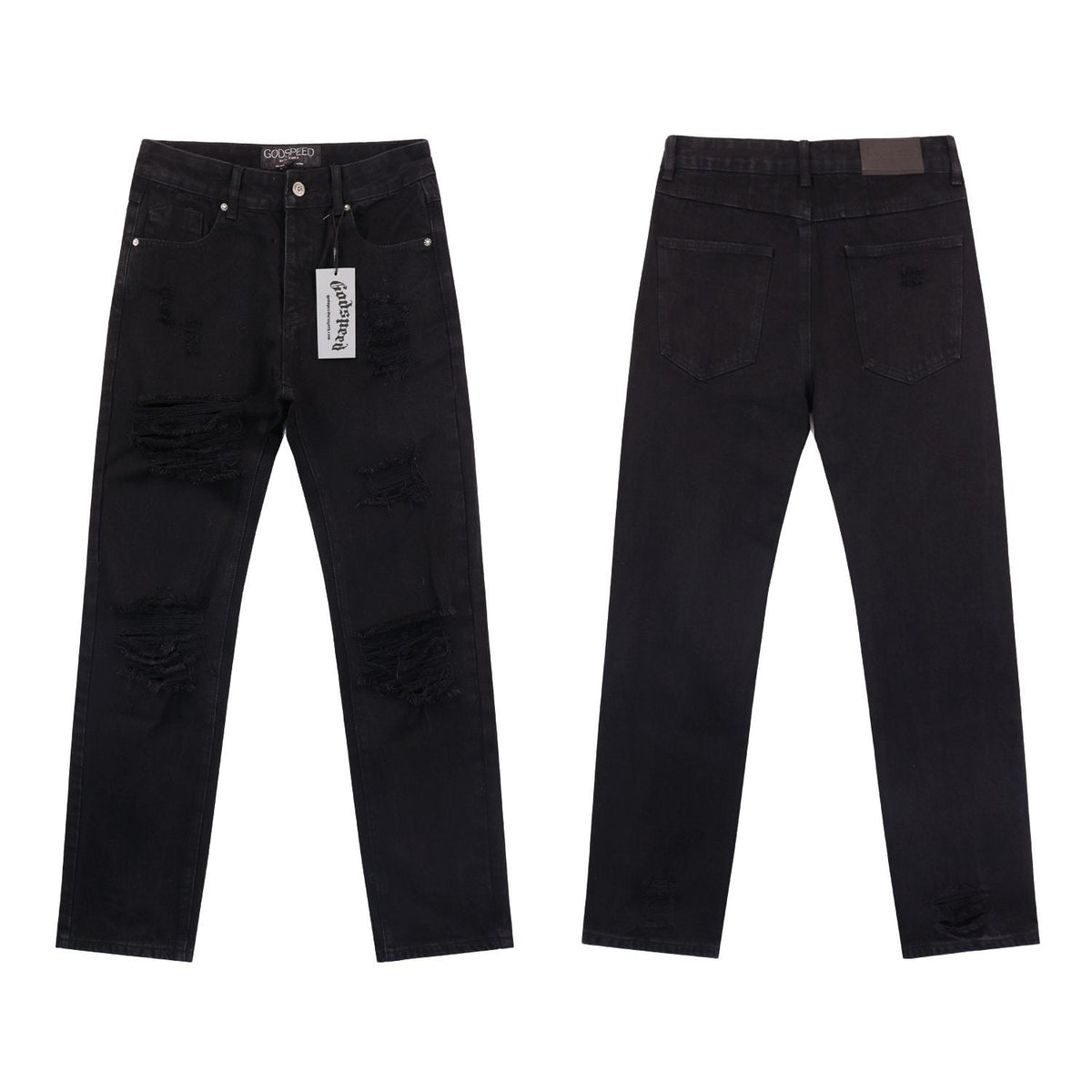 Godspeed Distressed Washed Denim Jeans — front