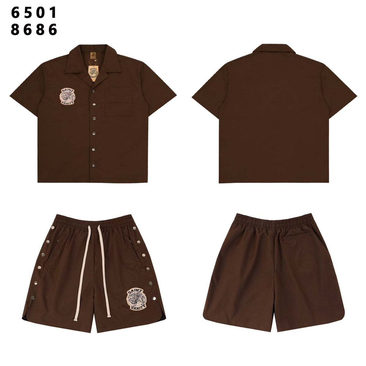 SAINT Tiger Patch Short-Sleeve Shirt & Shorts Set — front