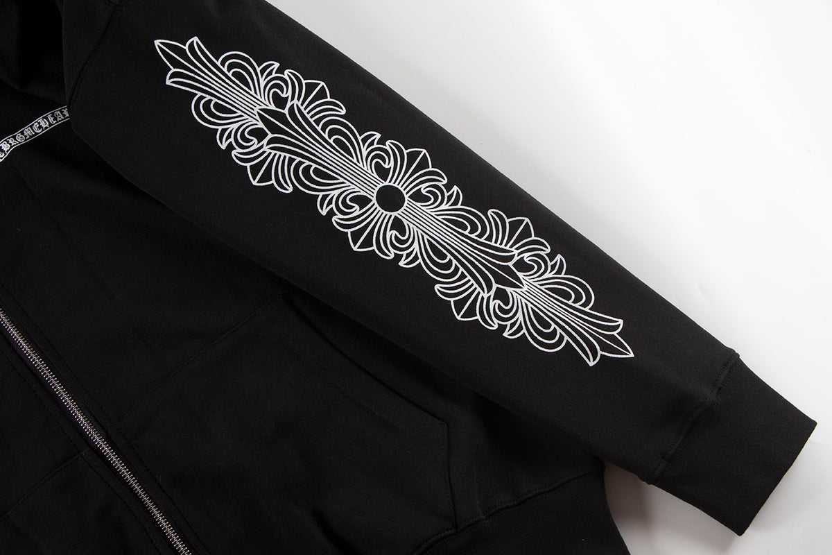 Chrome Hearts Horseshoe Cross Graphic Zip Hoodie — detail