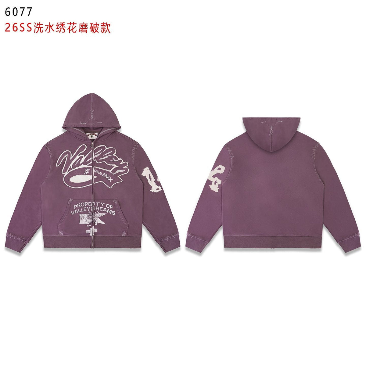 Valley Dreams Washed Full-Zip Graphic Hoodie — front
