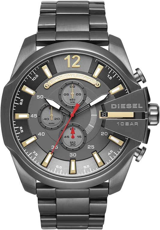 Diesel DZ4479 Mega Chief Chronograph Men's Watch - Grey Dial & Black Stainless Steel Strap